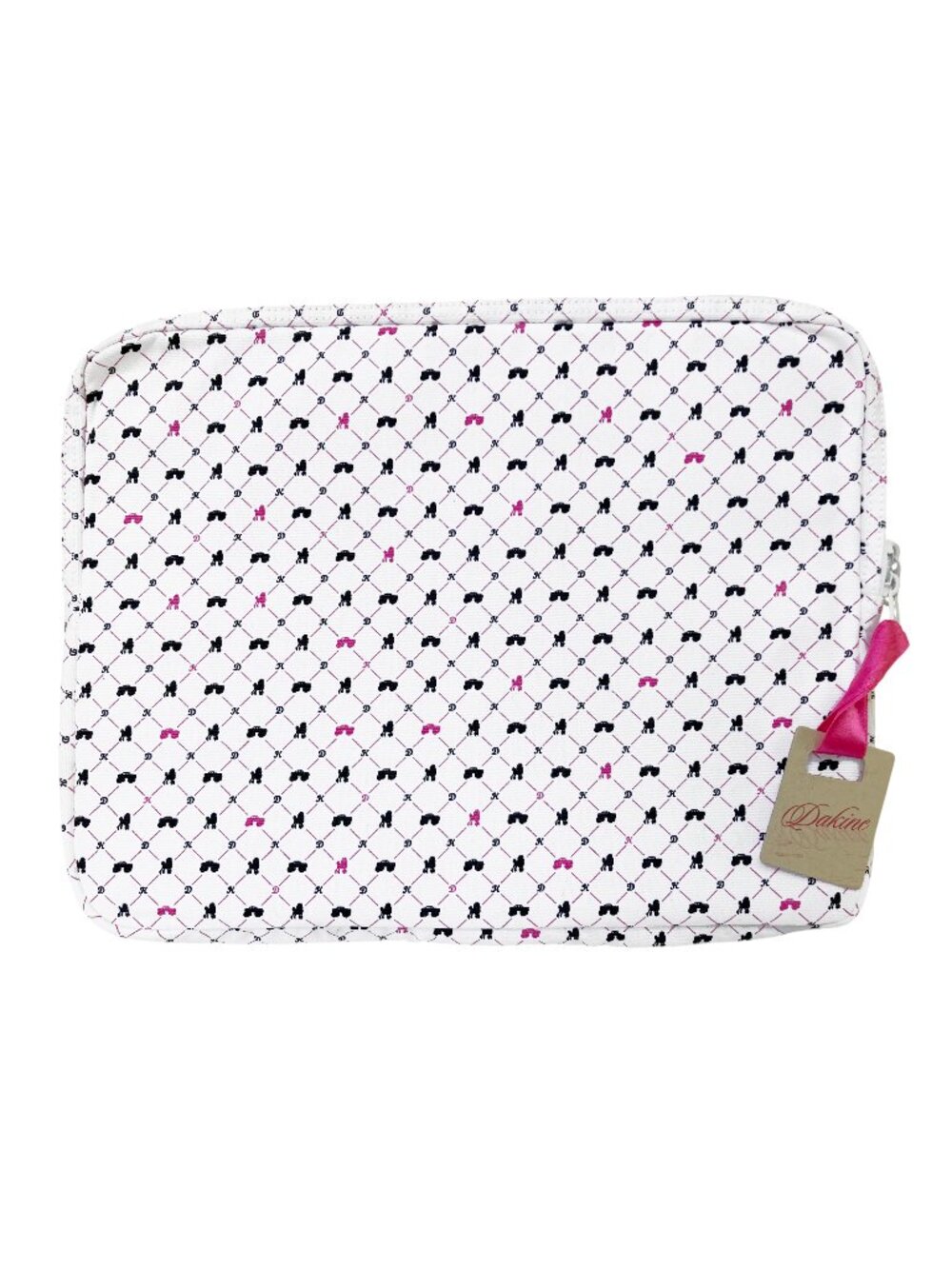 Brand New Dakine Padded Laptop Tablet Sleeve!  White  Fun Pink & Black Design